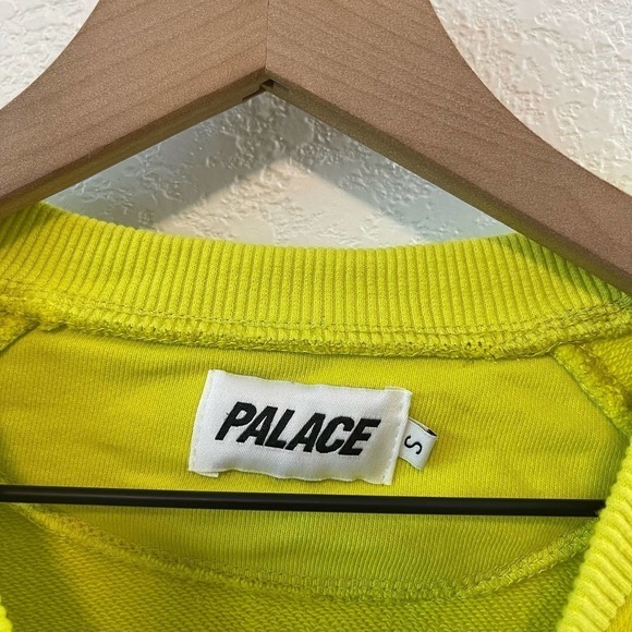 Palace Logo Slub Crew Neck Long Sleeve Pullover Sweatshirt Lime Green Small - Picture 10 of 12